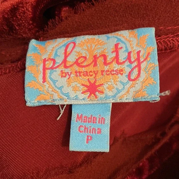 Plenty by Tracy Reese Silk Blend Velvet Burgundy Mini Dress with Flowers Size P - Picture 5 of 10